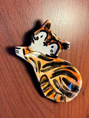 Ceramic Tiger Trinket Dish 14K Gold Accents Jewelry Tray Vanity Catchall Decor